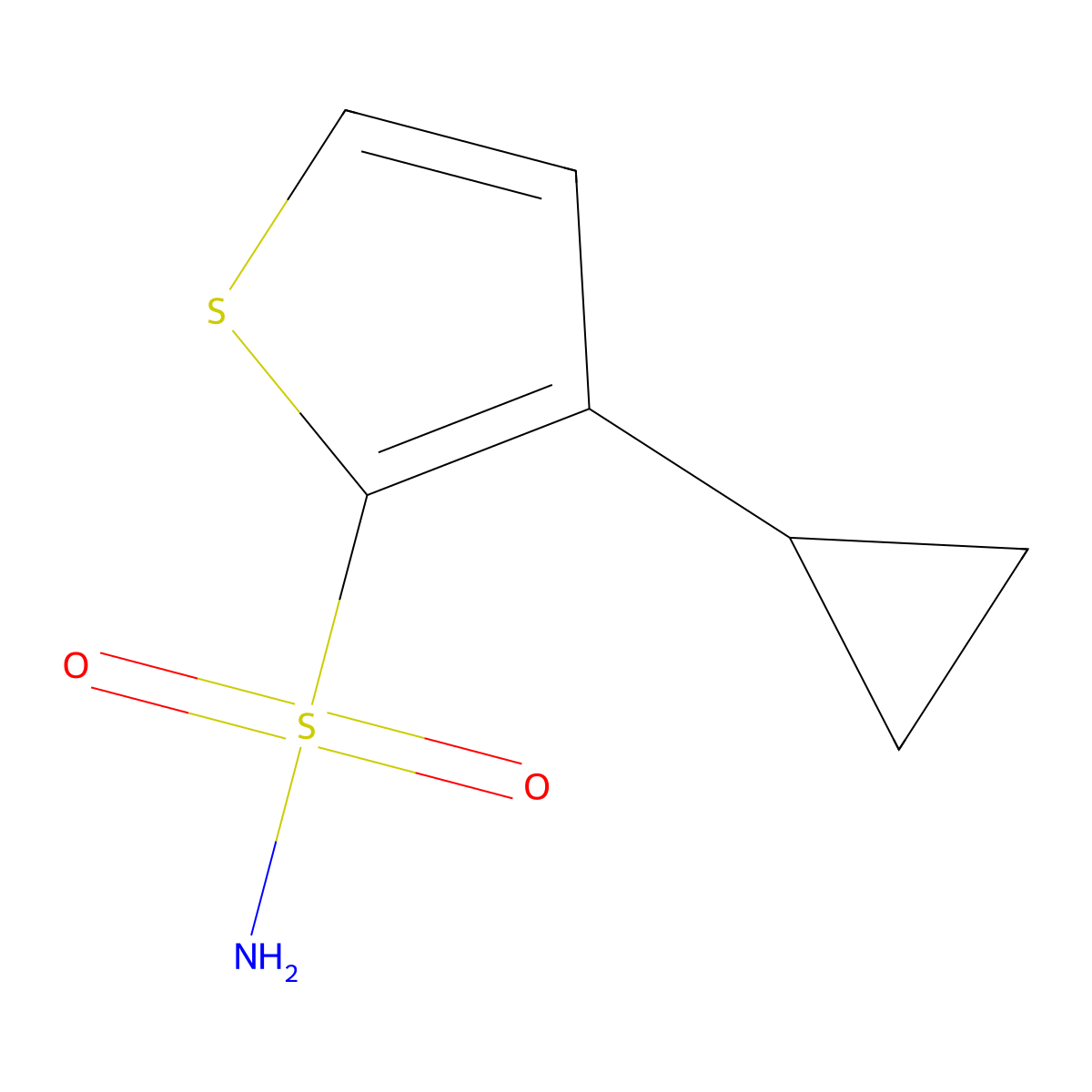 3-Cyclopropylthiophene-2-sulfonamide molecular structure, CAS 2299132-32-2