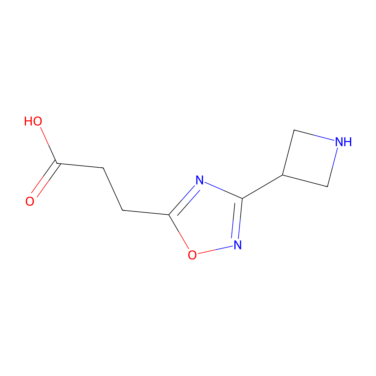 3-[3-(Azetidin-3-yl)-1,2,4-oxadiazol-5-yl]propanoic acid molecular structure, CAS 2299138-68-2