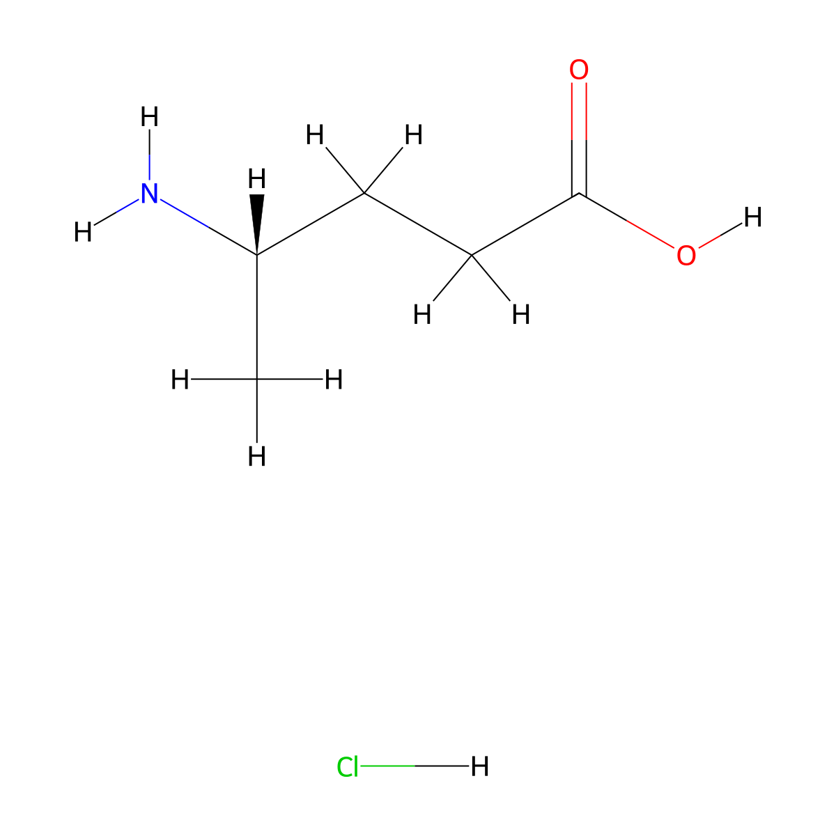 (4S)-4-aminopentanoic acid hydrochloride molecular structure, CAS 2299170-78-6