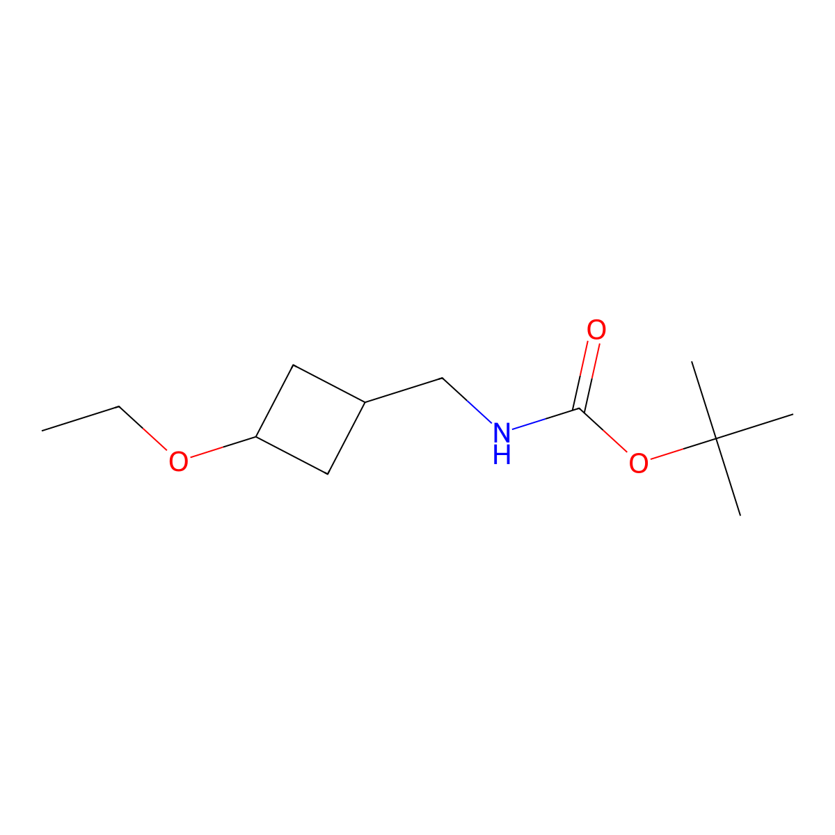 tert-butyl N-[(3-ethoxycyclobutyl)methyl]carbamate molecular structure, CAS 2299188-74-0