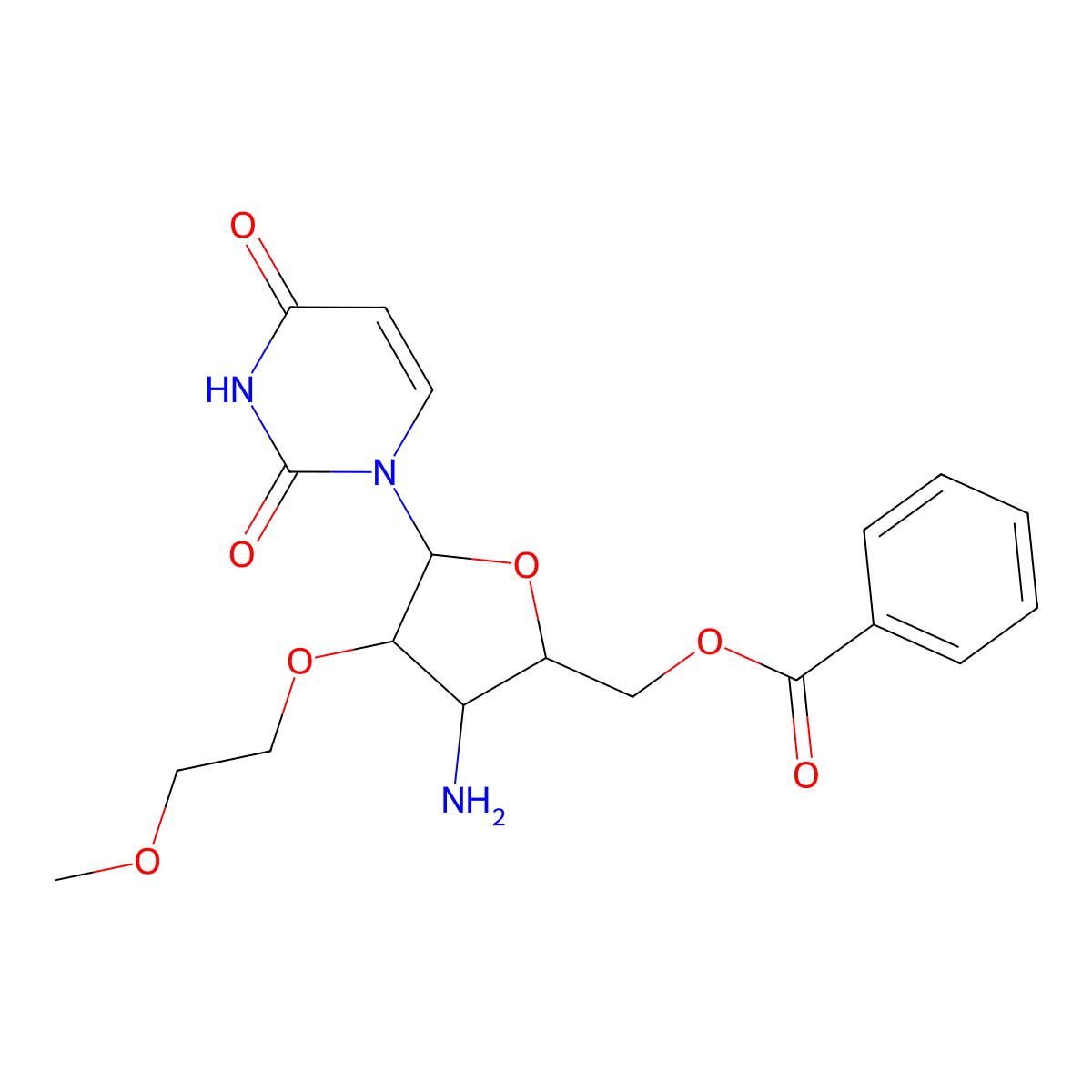 [(2S,3R,4R,5R)-3-amino-5-(2,4-dioxopyrimidin-1-yl)-4-(2-methoxyethoxy)oxolan-2-yl]methyl benzoate molecular structure, CAS 2299277-73-7