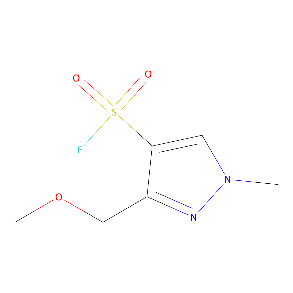 3-(methoxymethyl)-1-methyl-1H-pyrazole-4-sulfonyl fluoride molecular structure, CAS 2299489-53-3