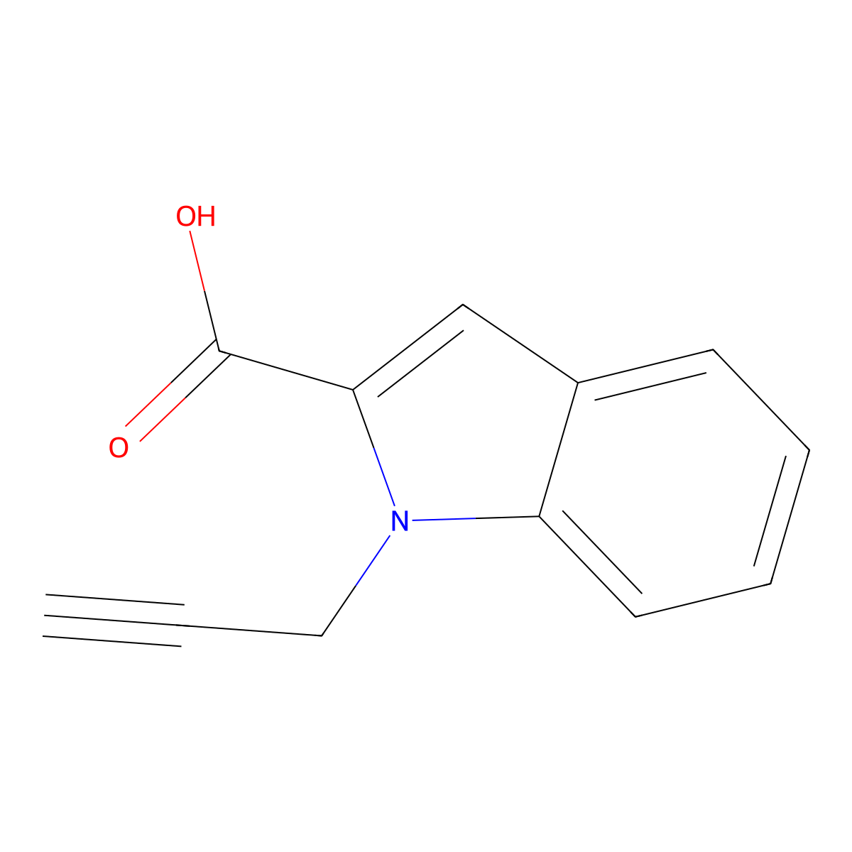 1-(prop-2-yn-1-yl)-1H-indole-2-carboxylic acid molecular structure, CAS 229953-35-9