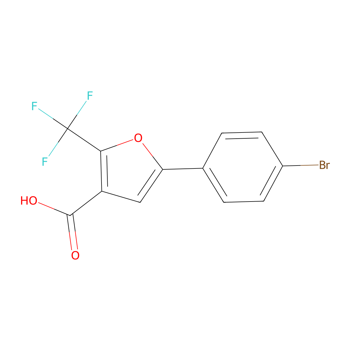 5-(4-Bromophenyl)-2-(trifluoromethyl)furan-3-carboxylic acid molecular structure, CAS 229957-02-2