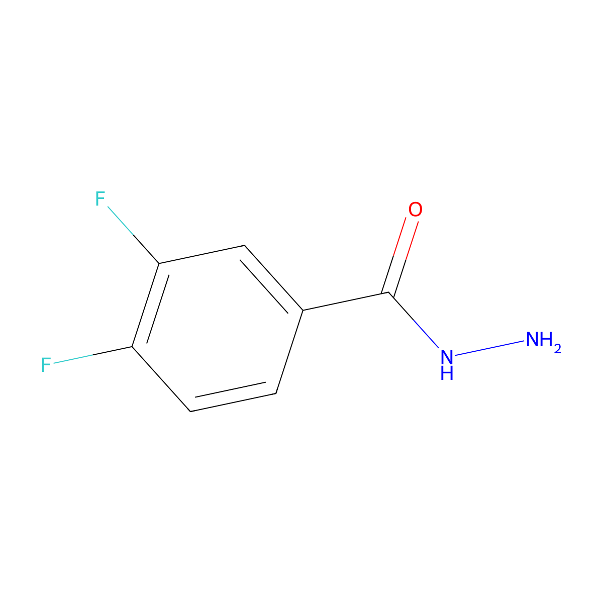 3,4-Difluorobenzoic acid hydrazide molecular structure, CAS 229957-07-7