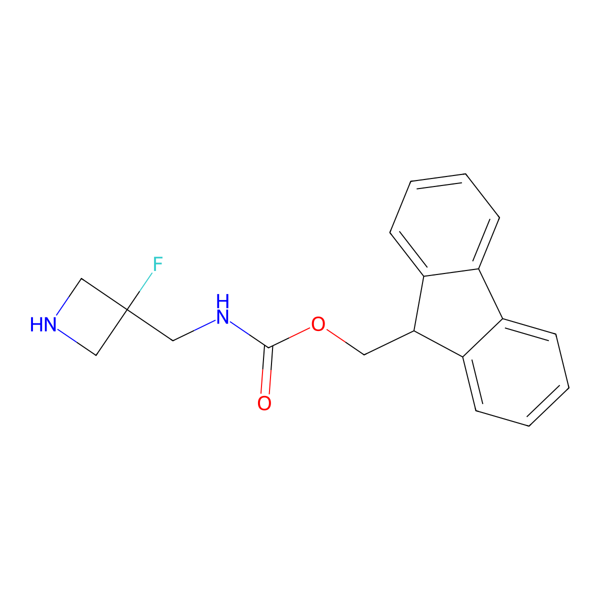 (9H-fluoren-9-yl)methyl N-[(3-fluoroazetidin-3-yl)methyl]carbamate molecular structure, CAS 2299573-15-0