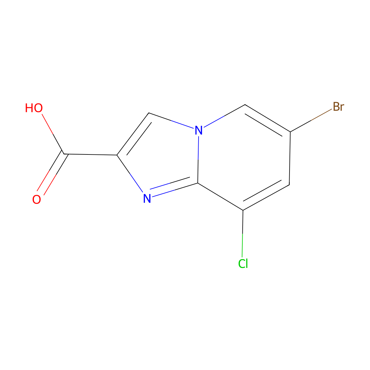 6-Bromo-8-chloroimidazo[1,2-a]pyridine-2-carboxylic acid molecular structure, CAS 2299772-06-6