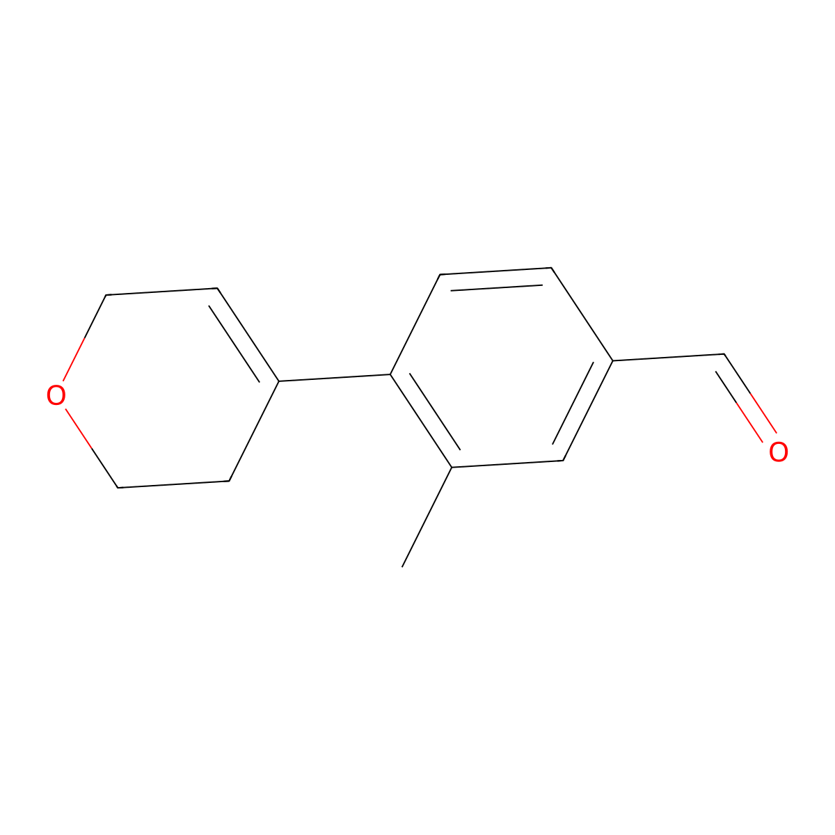 4-(3,6-Dihydro-2H-pyran-4-yl)-3-methylbenzaldehyde molecular structure, CAS 2299812-96-5