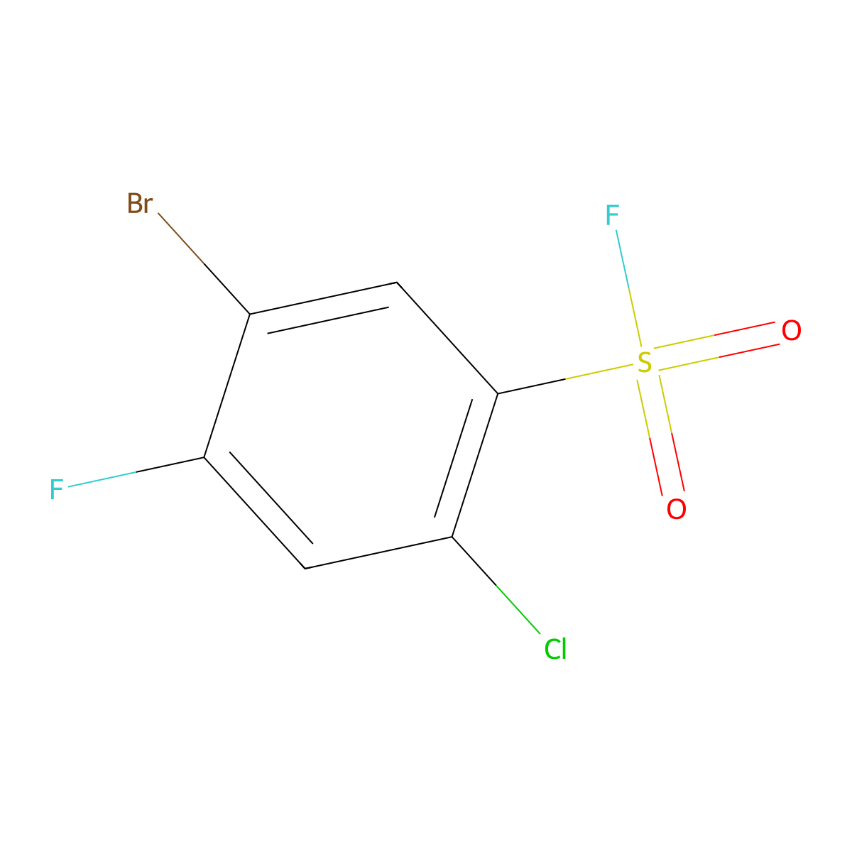 5-Bromo-2-chloro-4-fluorobenzene-1-sulfonyl fluoride molecular structure, CAS 2299898-33-0