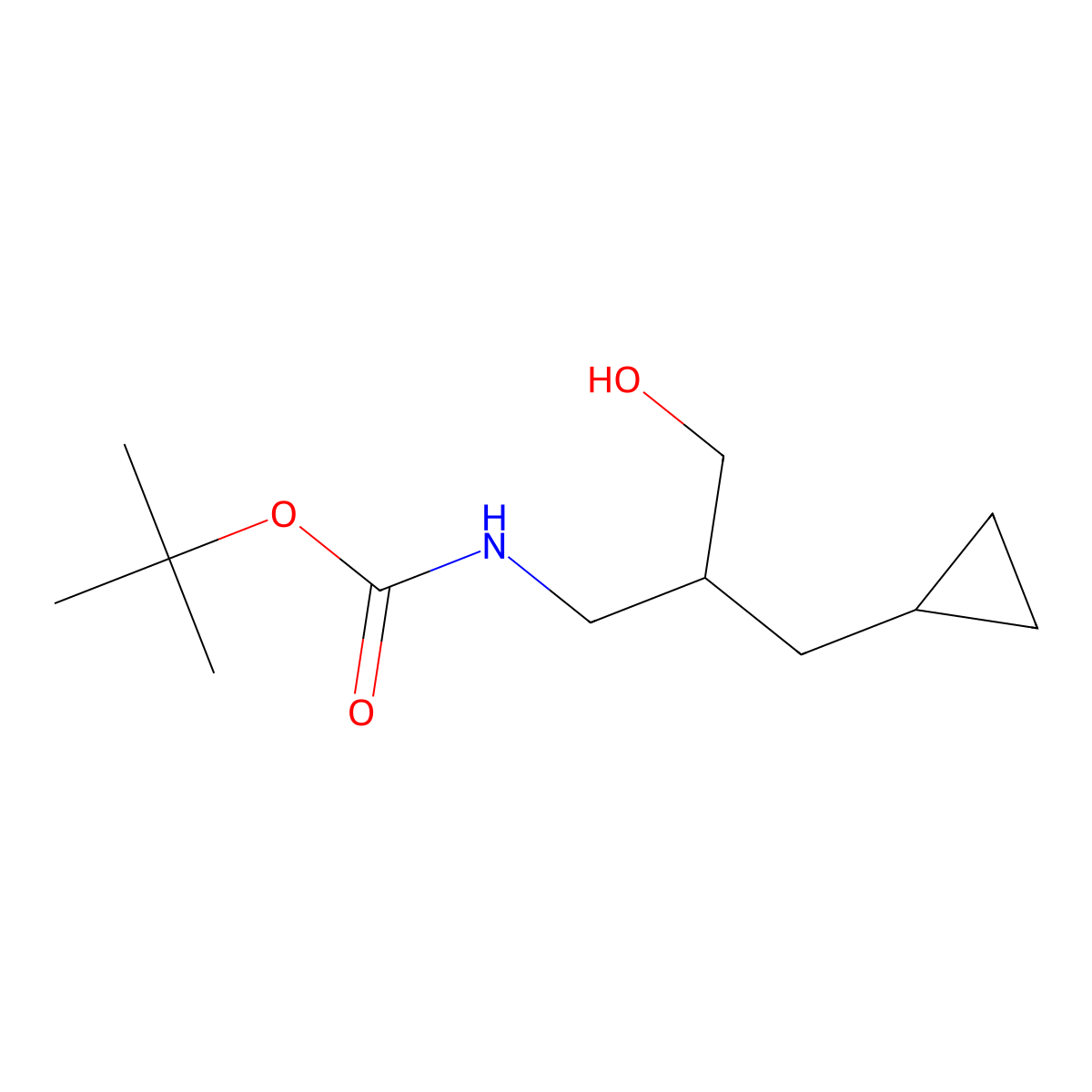 tert-butyl N-[2-(cyclopropylmethyl)-3-hydroxypropyl]carbamate molecular structure, CAS 2299920-41-3