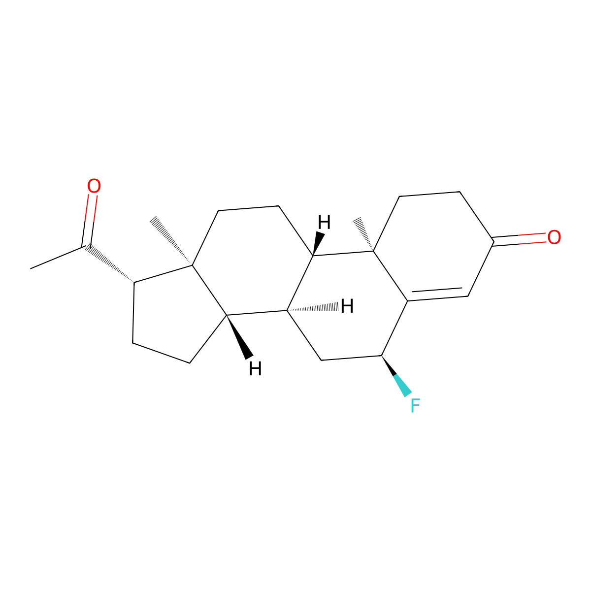 6alpha-Fluoropregn-4-ene-3,20-dione molecular structure, CAS 2300-03-0
