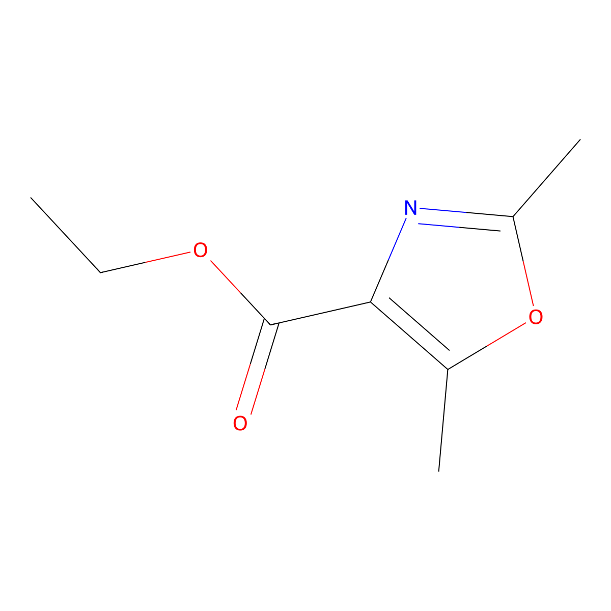 Ethyl 2,5-dimethyl-1,3-oxazole-4-carboxylate molecular structure, CAS 23000-15-9