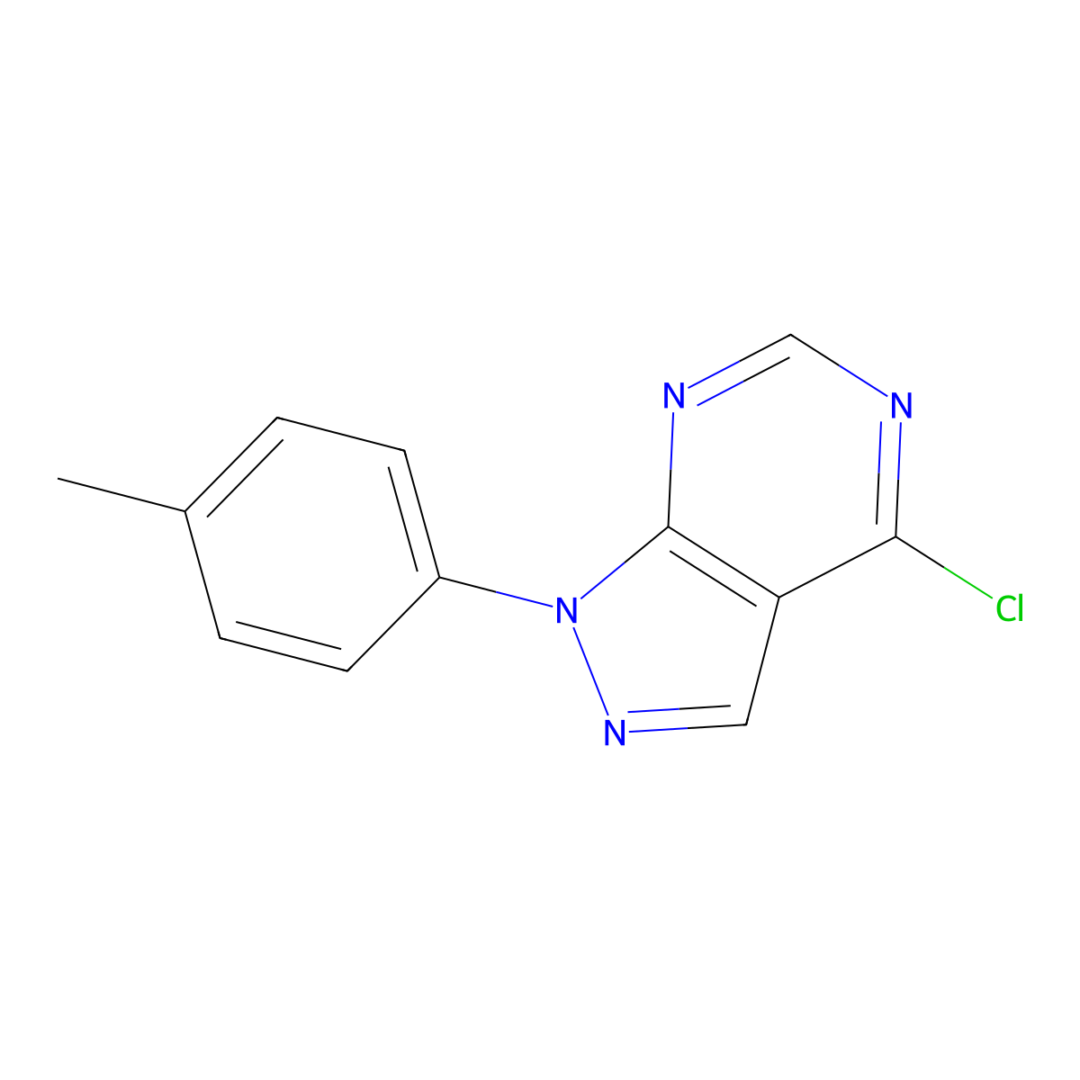 4-chloro-1-(p-tolyl)-1H-pyrazolo[3,4-d]pyrimidine molecular structure, CAS 23000-47-7