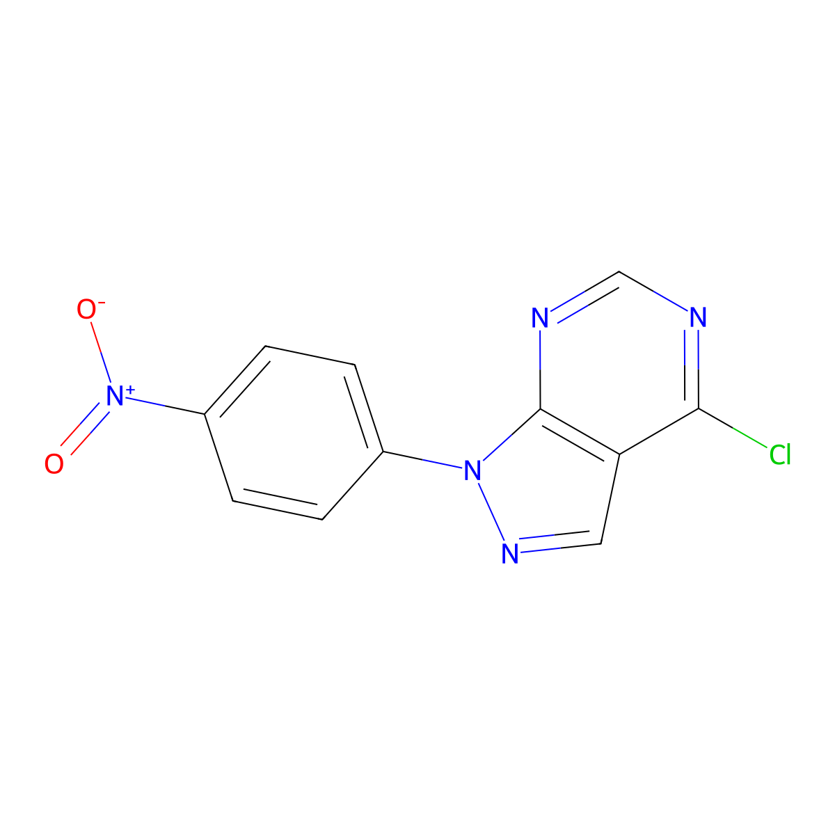 4-chloro-1-(4-nitrophenyl)-1H-pyrazolo[3,4-d]pyrimidine molecular structure, CAS 23000-49-9