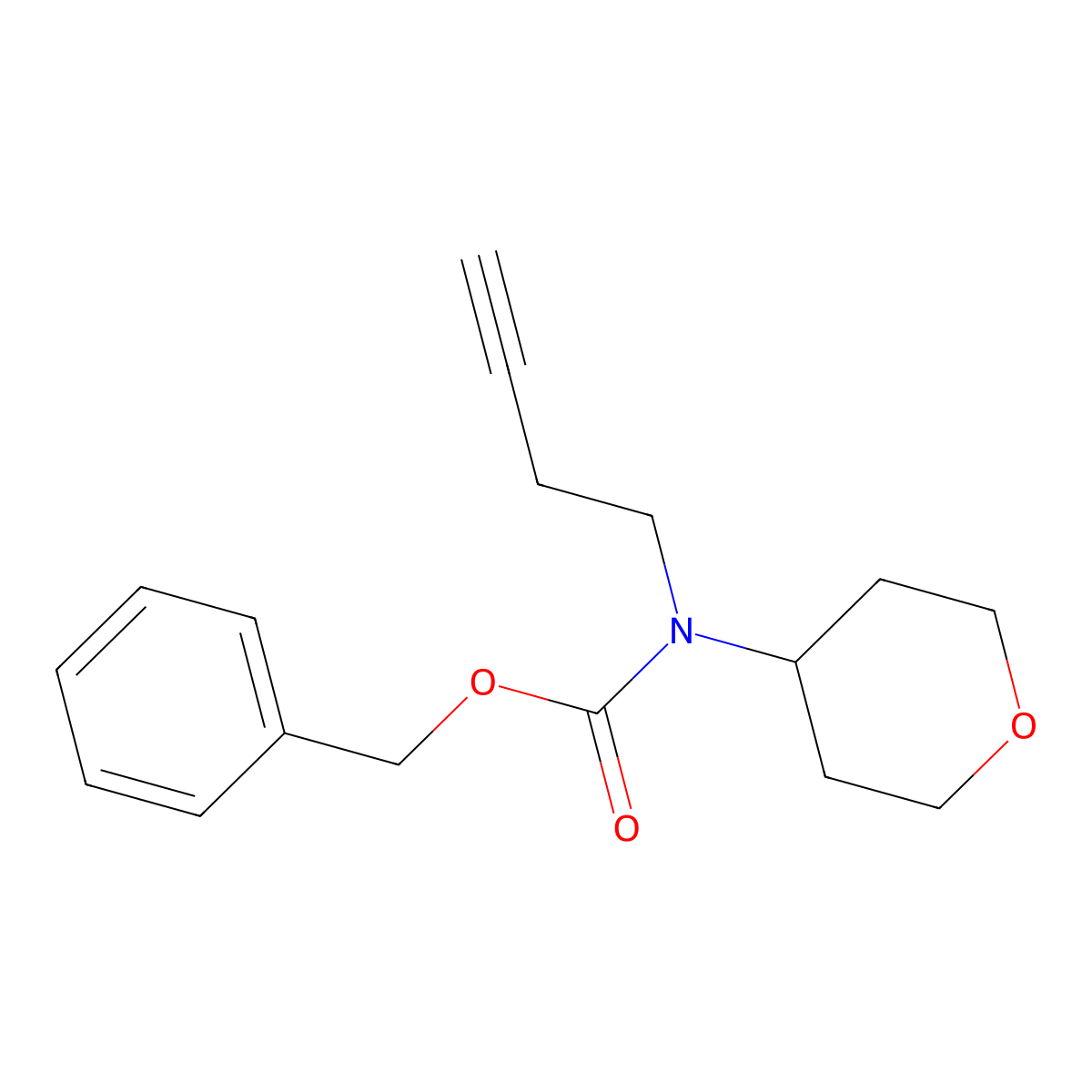 benzyl N-(but-3-yn-1-yl)-N-(oxan-4-yl)carbamate molecular structure, CAS 2300028-31-1
