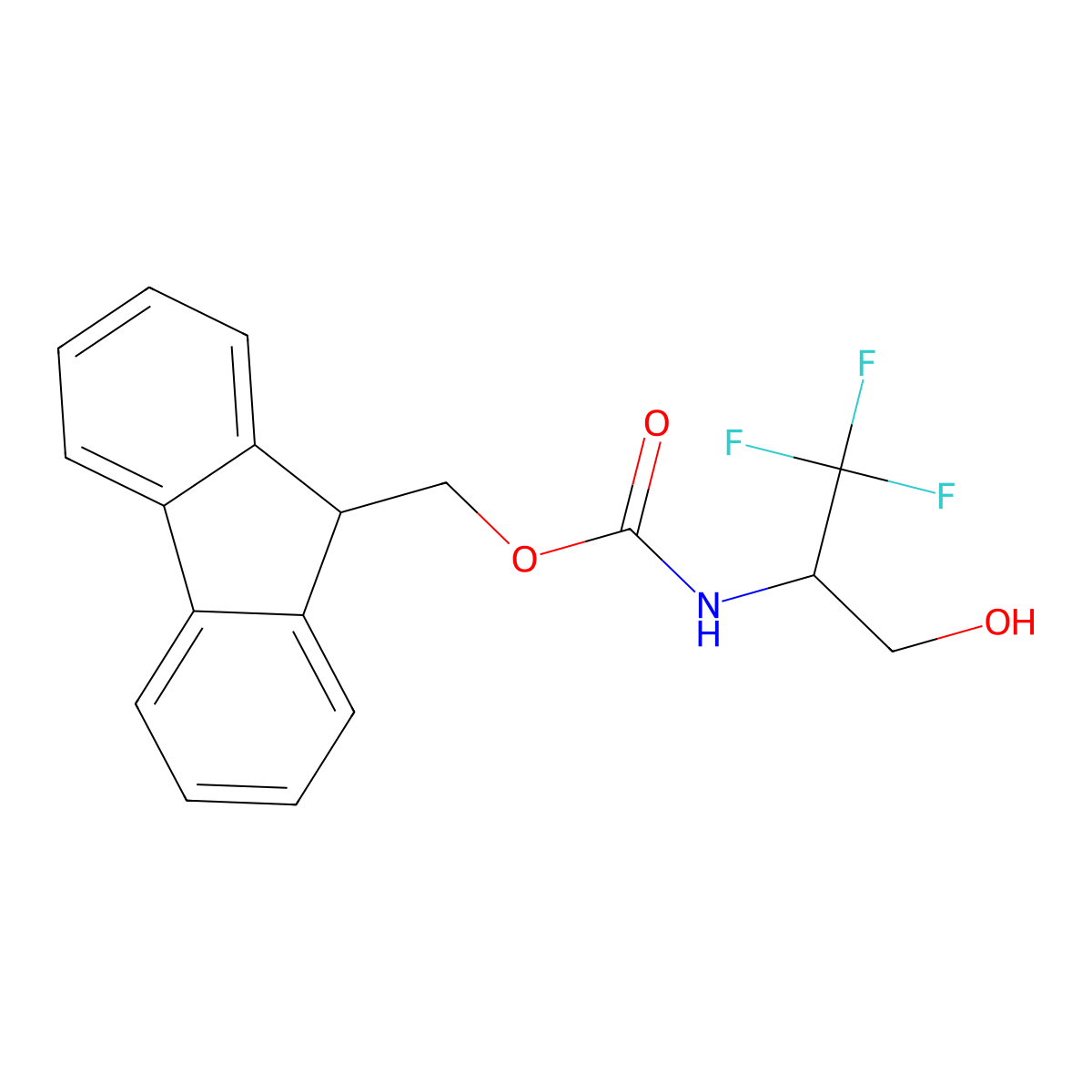 (9H-fluoren-9-yl)methyl N-(1,1,1-trifluoro-3-hydroxypropan-2-yl)carbamate molecular structure, CAS 2300074-03-5