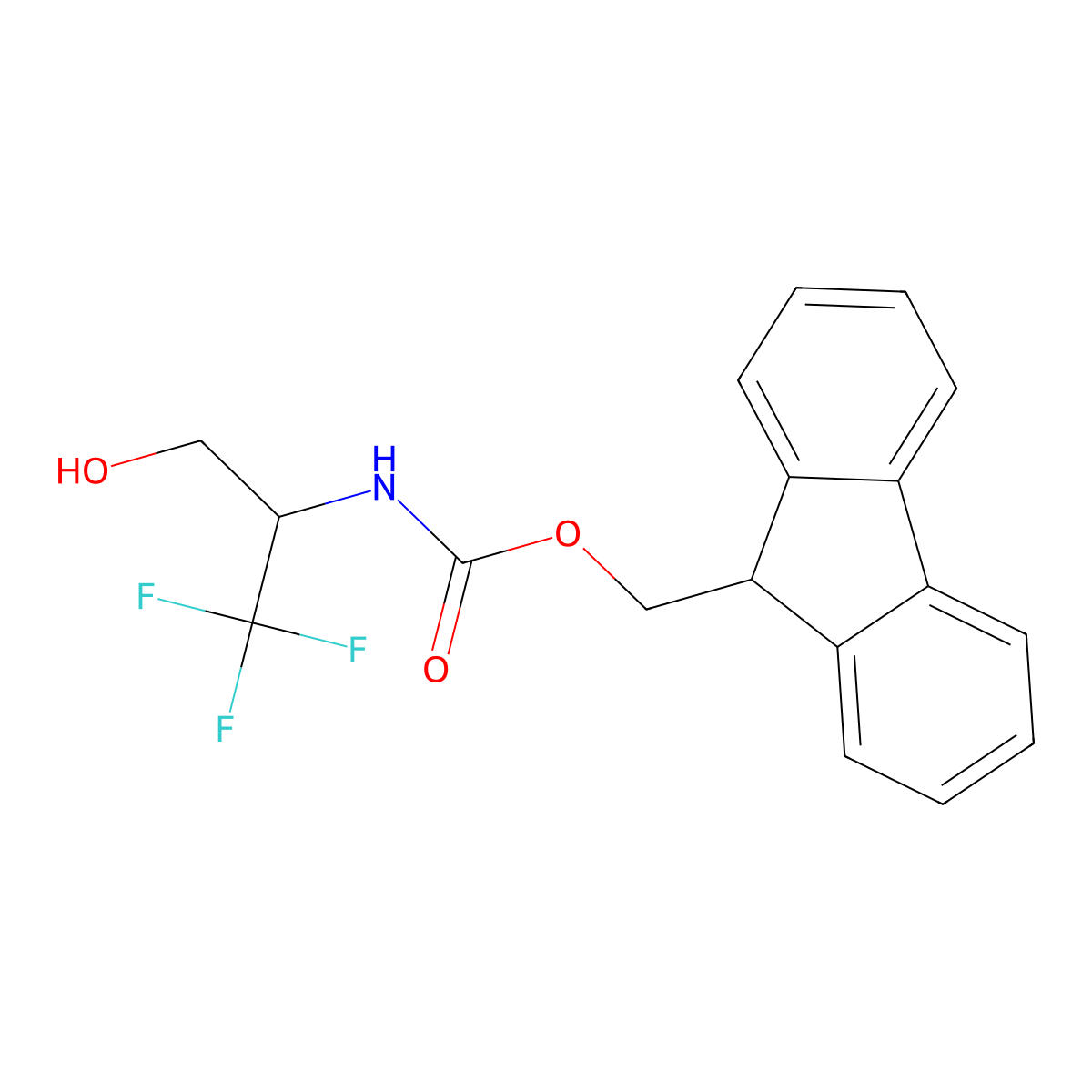(9H-fluoren-9-yl)methyl N-(1,1,1-trifluoro-3-hydroxypropan-2-yl)carbamate molecular structure, CAS 2300074-03-5