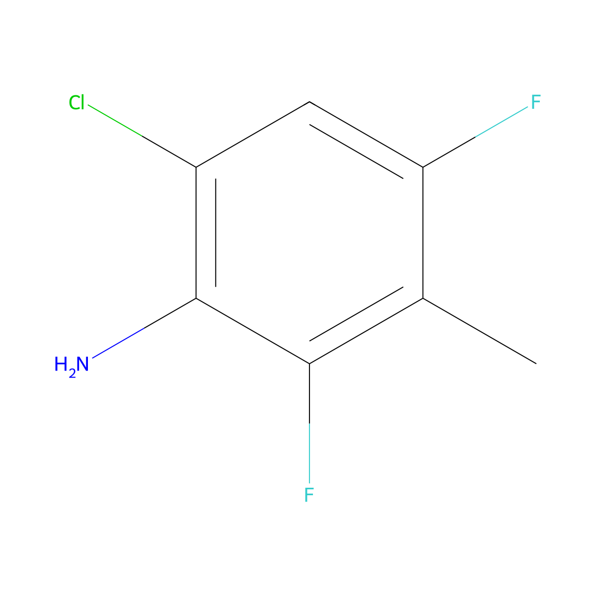6-Chloro-2,4-difluoro-3-methylaniline molecular structure, CAS 2300095-53-6