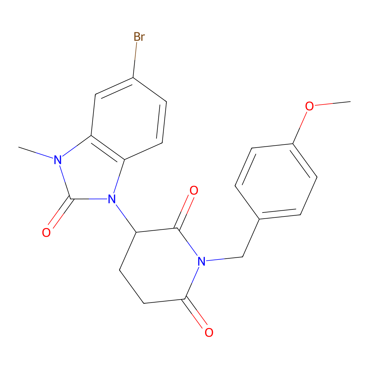 3-(5-Bromo-3-methyl-2-oxo-2,3-dihydro-1H-benzo[d]imidazol-1-yl)-1-(4-methoxybenzyl)piperidine-2,6-dione molecular structure, CAS 2300099-97-0