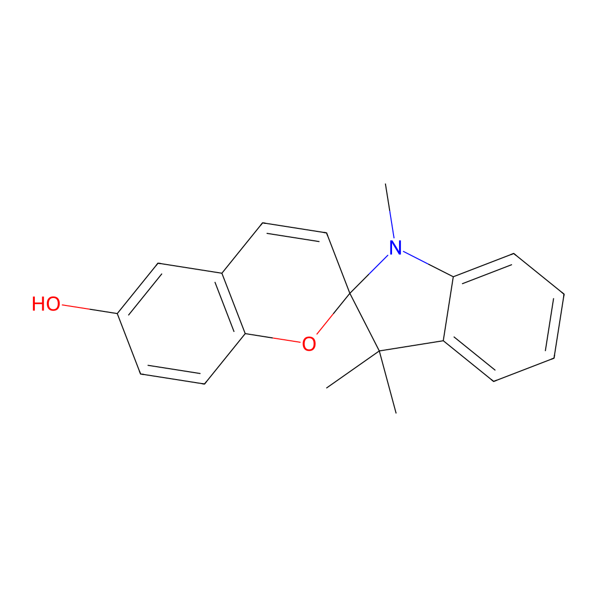 Spiro(2H-1-benzopyran-2,2'-(2H)indol)-6-ol, 1',3'-dihydro-1',3',3'-trimethyl- molecular structure, CAS 23001-29-8