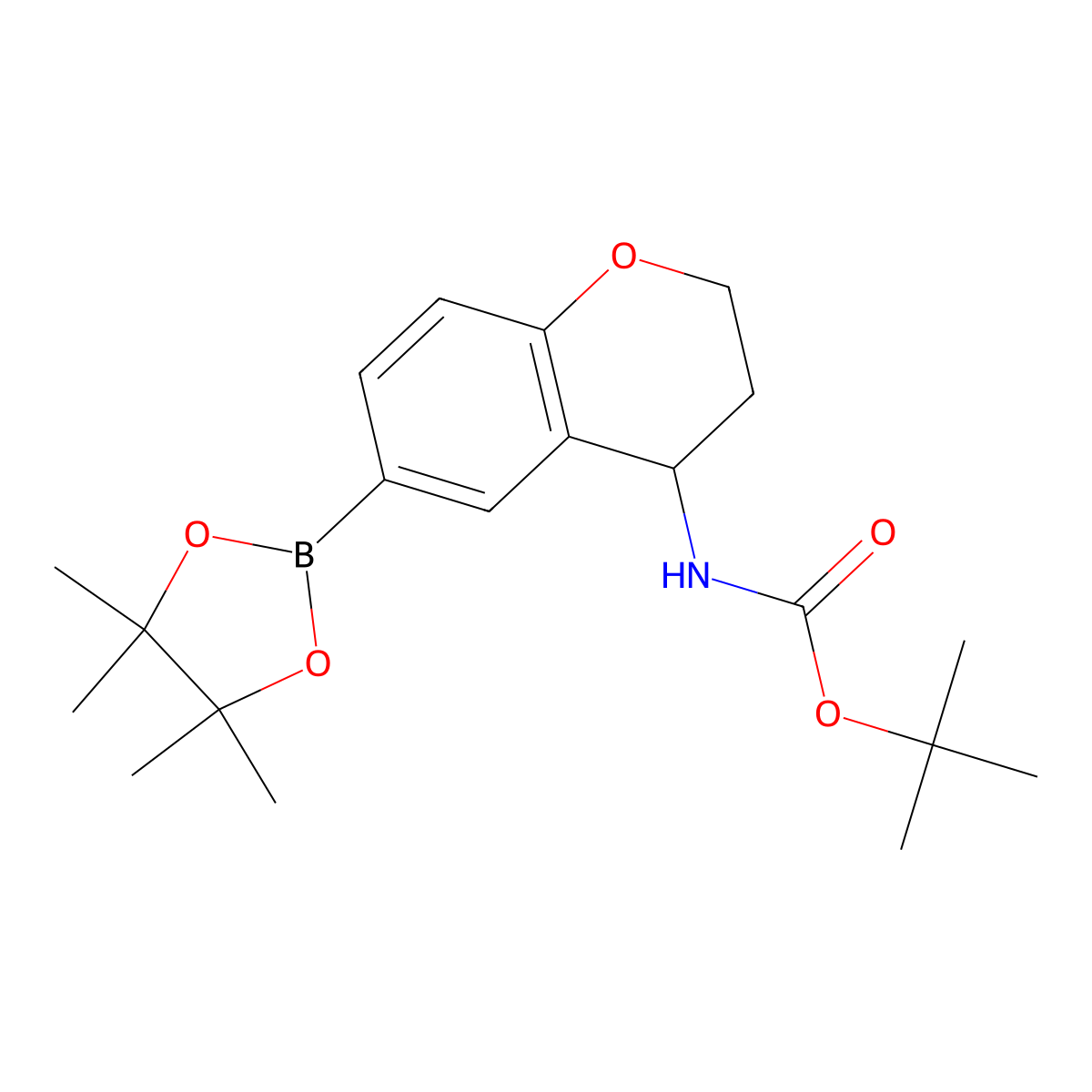tert-butyl N-[6-(4,4,5,5-tetramethyl-1,3,2-dioxaborolan-2-yl)-3,4-dihydro-2H-1-benzopyran-4-yl]carbamate molecular structure, CAS 2300106-61-8