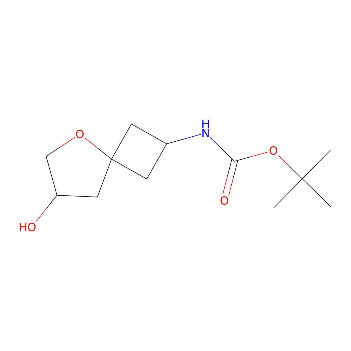 tert-butyl N-{7-hydroxy-5-oxaspiro[3.4]octan-2-yl}carbamate molecular structure, CAS 2300108-97-6