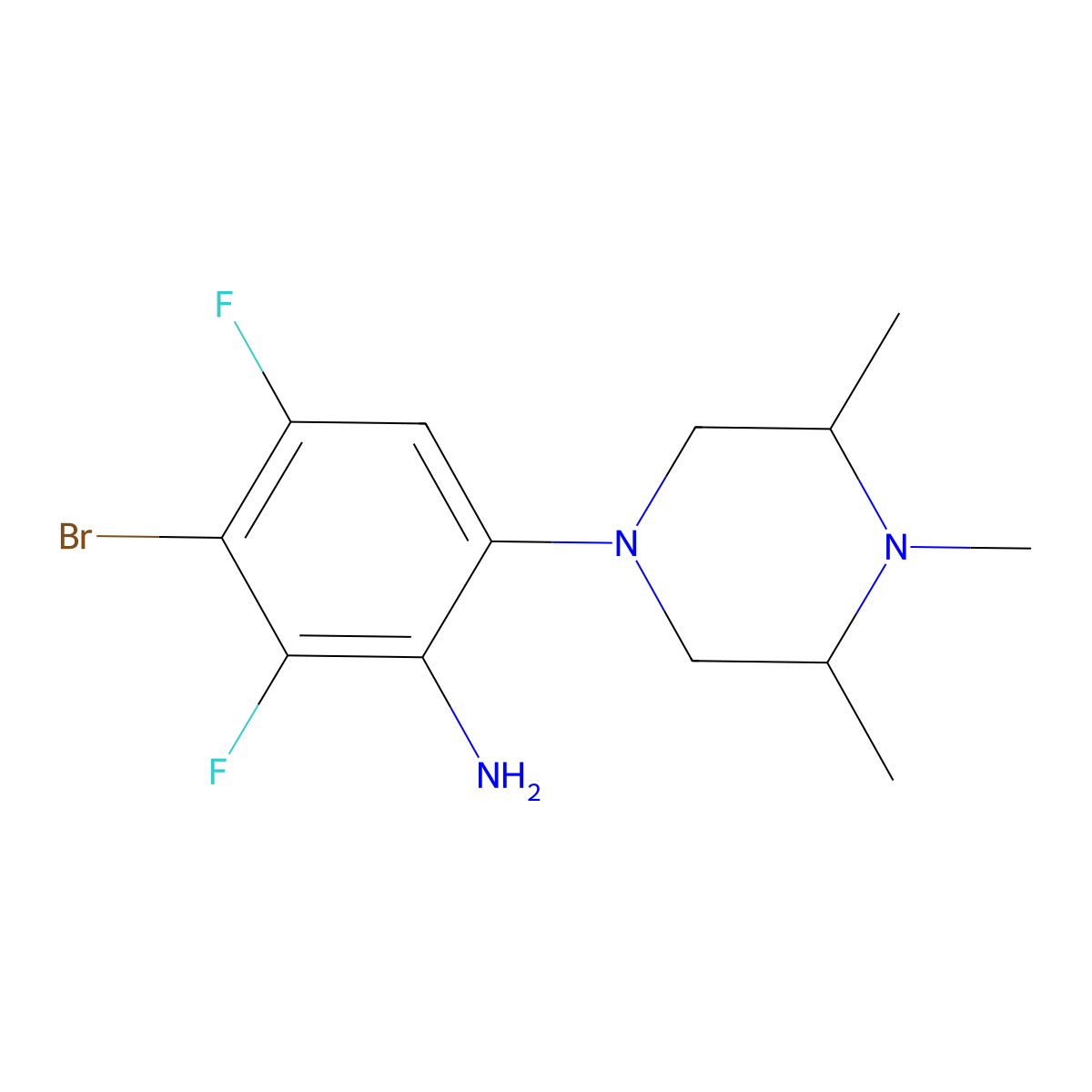 3-bromo-2,4-difluoro-6-[(3R,5S)-3,4,5-trimethylpiperazin-1-yl]aniline molecular structure, CAS 2300135-92-4