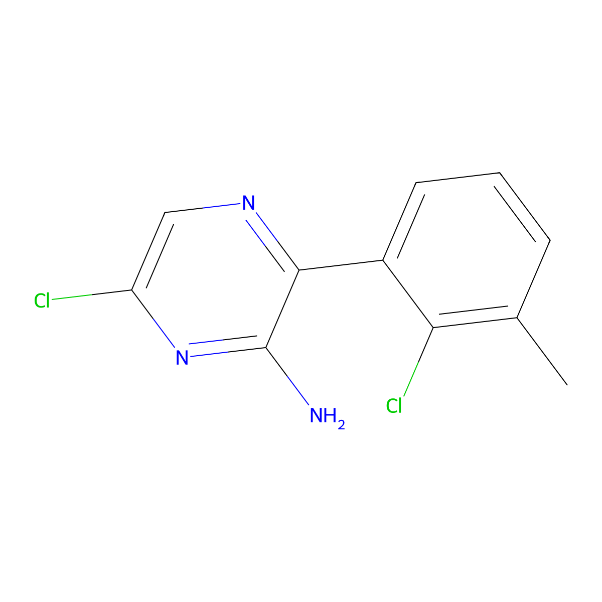 6-Chloro-3-(2-chloro-3-methylphenyl)pyrazin-2-amine molecular structure, CAS 2300156-84-5