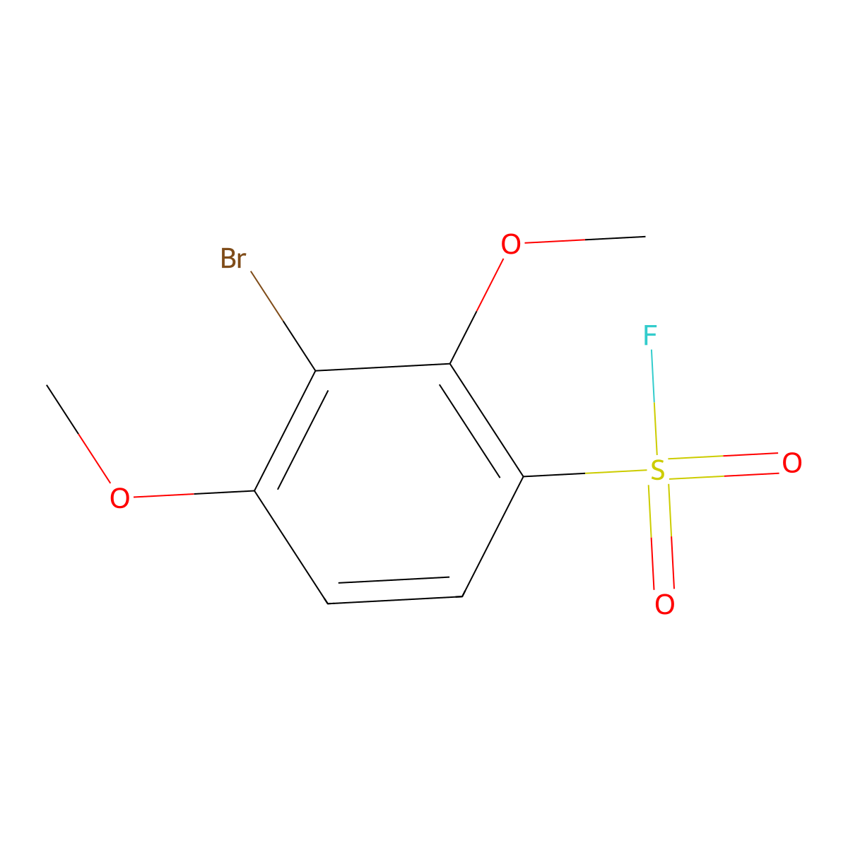 3-Bromo-2,4-dimethoxybenzene-1-sulfonyl fluoride molecular structure, CAS 2300158-78-3