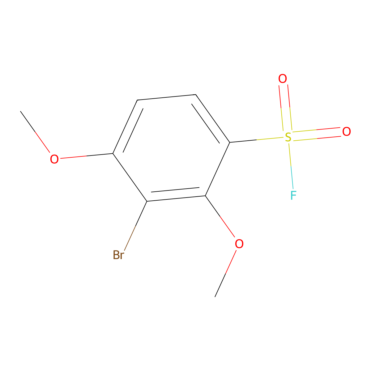 3-Bromo-2,4-dimethoxybenzene-1-sulfonyl fluoride molecular structure, CAS 2300158-78-3