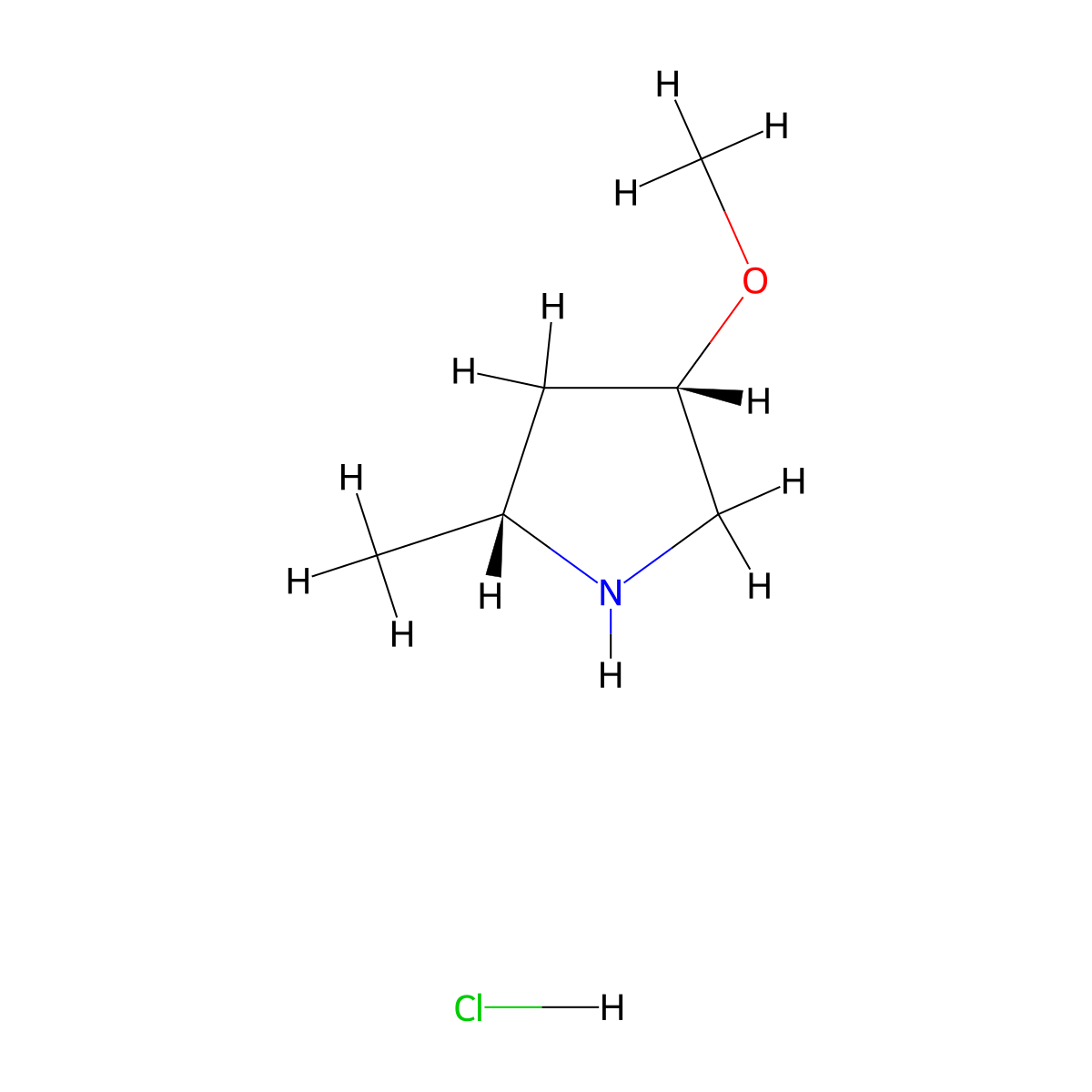 (2R,4S)-4-methoxy-2-methyl-pyrrolidine;hydrochloride molecular structure, CAS 2300174-79-0