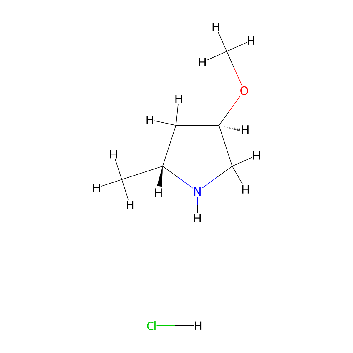 (2R,4R)-4-methoxy-2-methyl-pyrrolidine;hydrochloride molecular structure, CAS 2300174-82-5