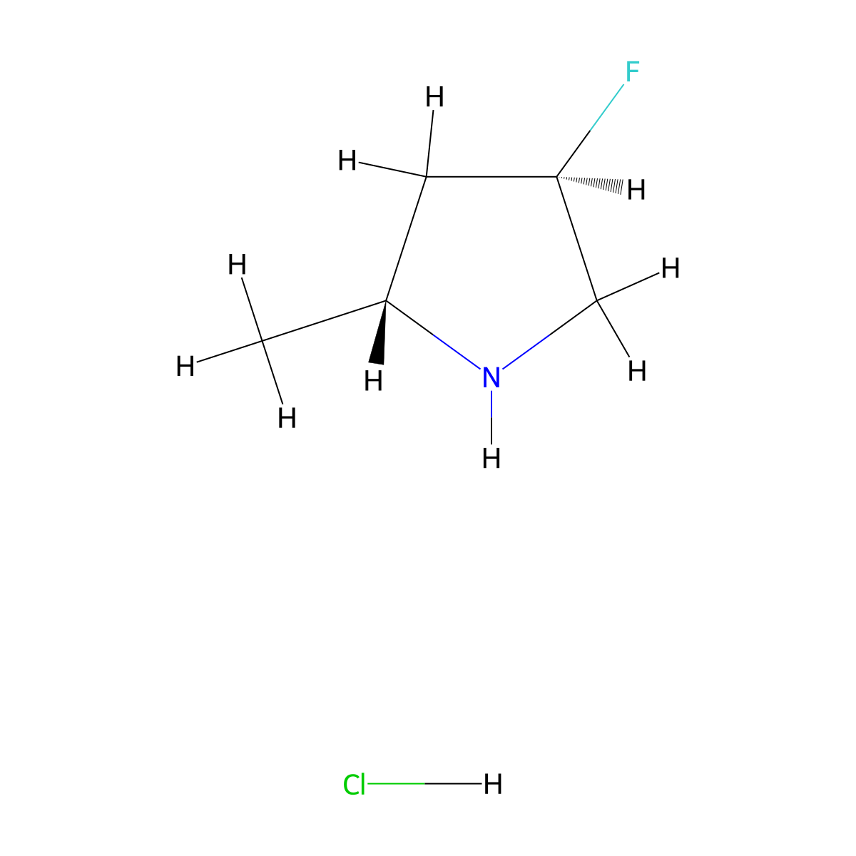 (2R,4R)-4-Fluoro-2-methylpyrrolidine hydrochloride molecular structure, CAS 2300174-87-0