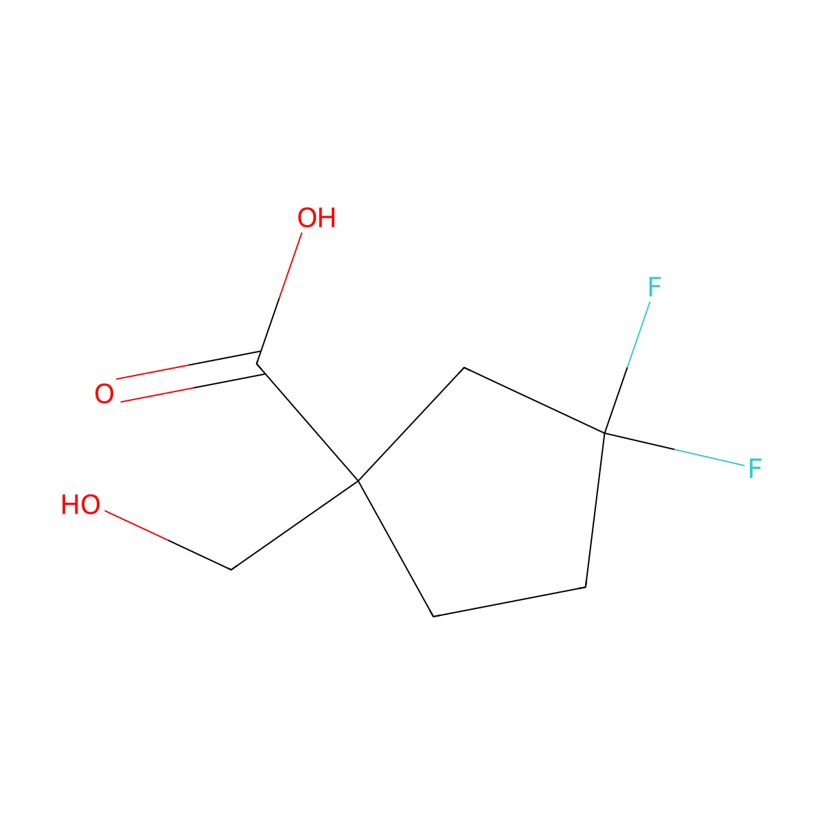 3,3-Difluoro-1-(hydroxymethyl)cyclopentane-1-carboxylic acid molecular structure, CAS 2300344-08-3