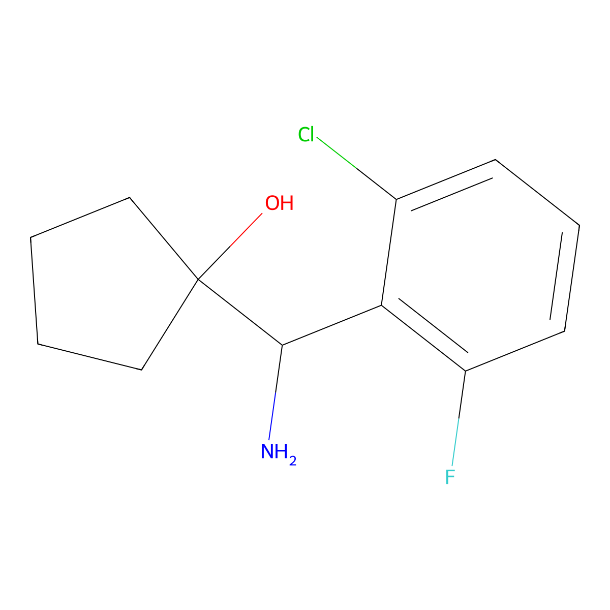 1-[Amino(2-chloro-6-fluorophenyl)methyl]cyclopentan-1-ol molecular structure, CAS 2300479-38-1