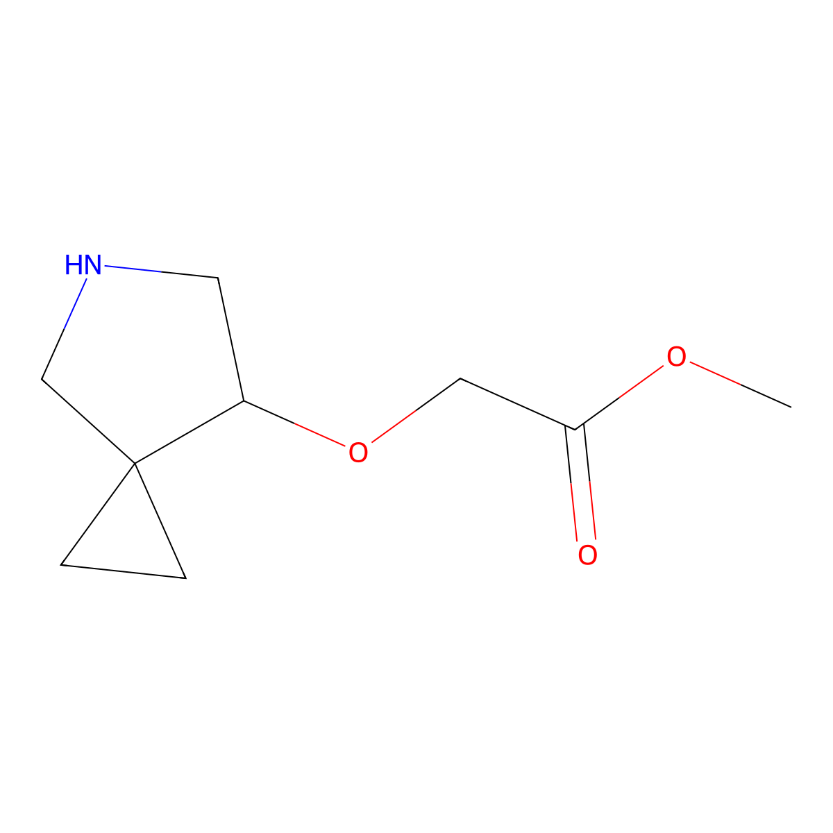Methyl 2-{5-azaspiro[2.4]heptan-7-yloxy}acetate molecular structure, CAS 2300582-35-6