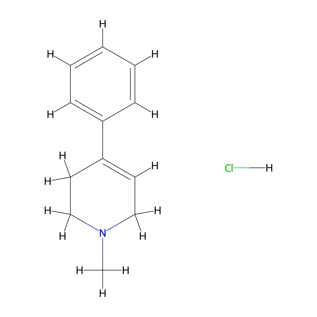 MPTP hydrochloride molecular structure, CAS 23007-85-4