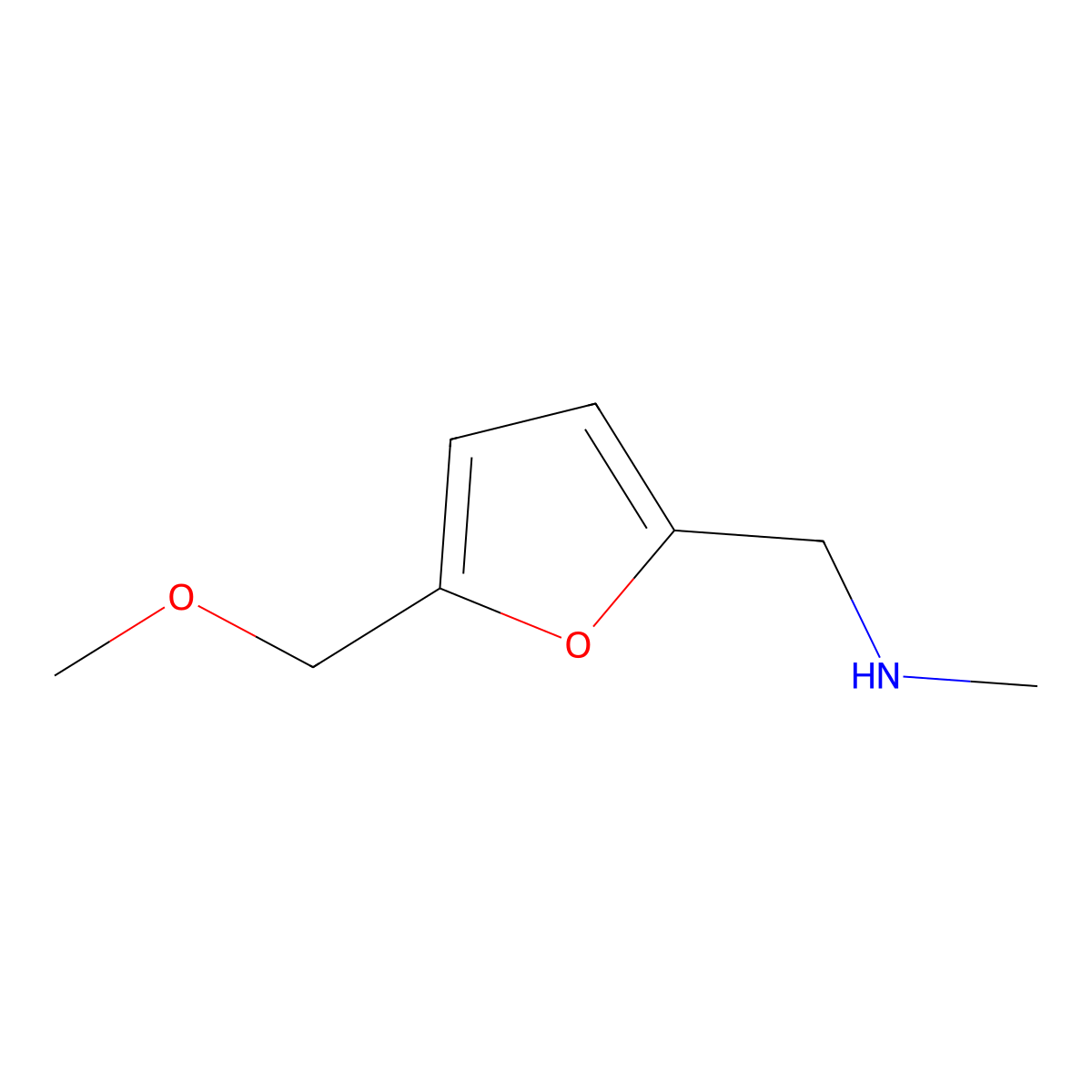 {[5-(Methoxymethyl)furan-2-yl]methyl}(methyl)amine molecular structure, CAS 23008-19-7