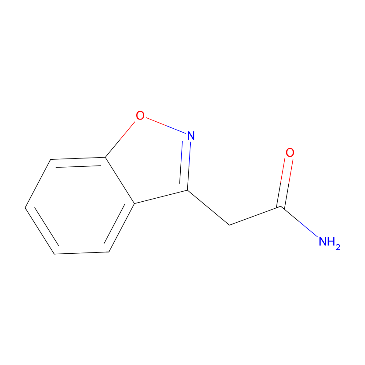 1,2-Benzisoxazole-3-acetamide molecular structure, CAS 23008-68-6