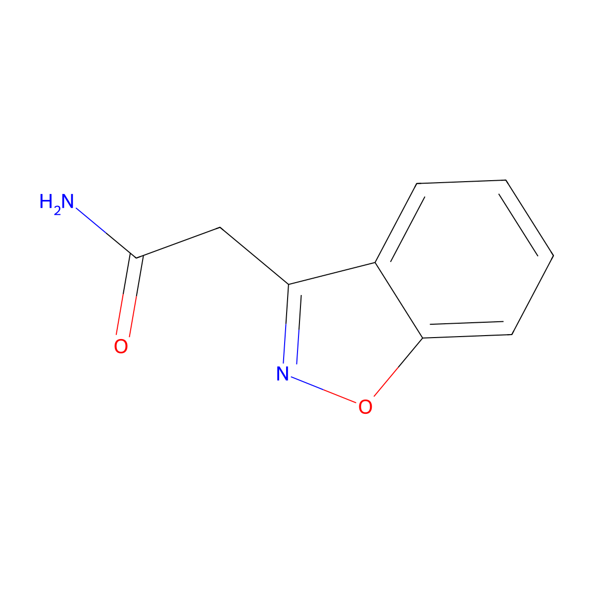 1,2-Benzisoxazole-3-acetamide molecular structure, CAS 23008-68-6