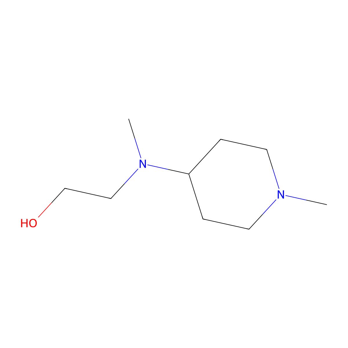 2-[Methyl-(1-methyl-piperidin-4-yl)-amino]-ethanol molecular structure, CAS 23008-88-0