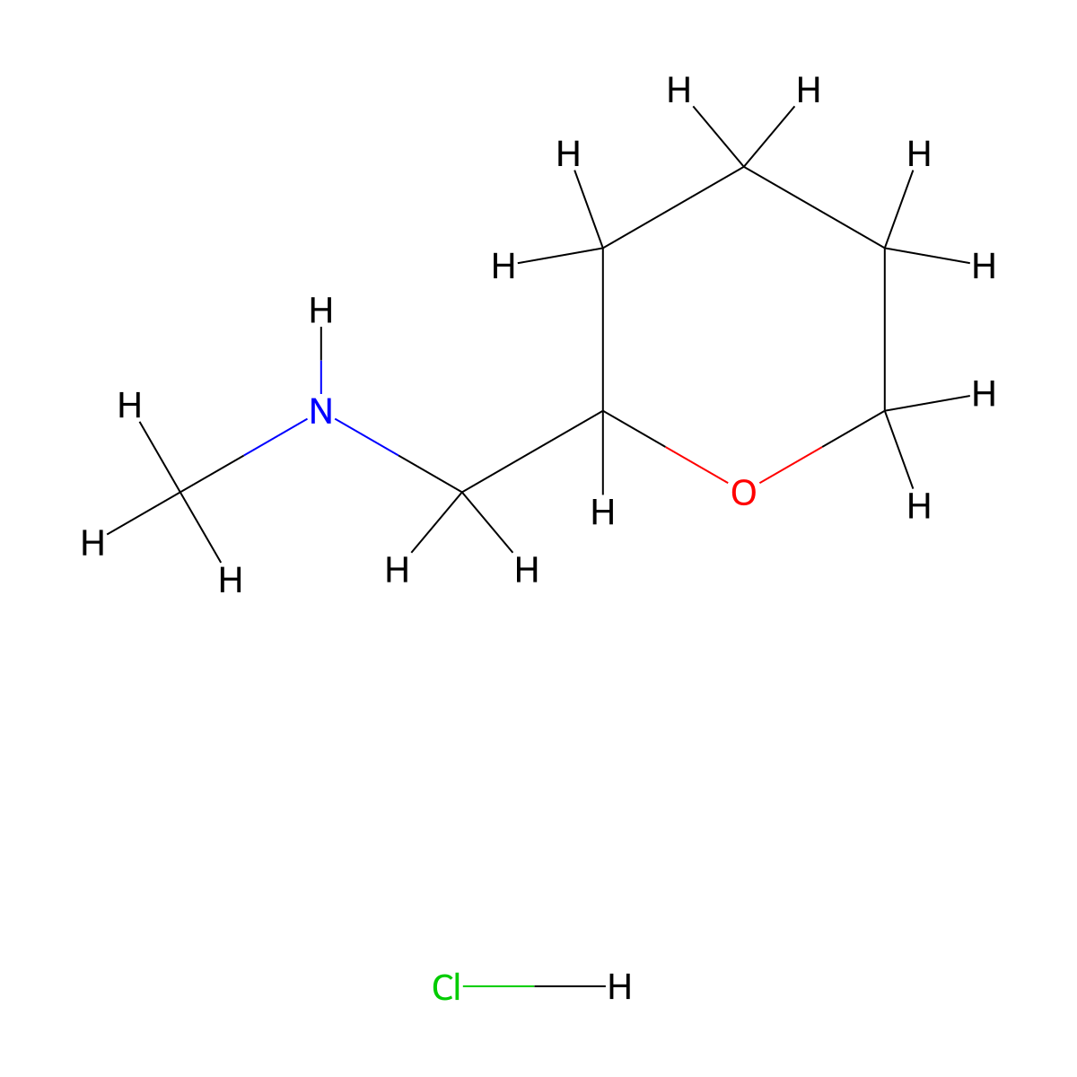 N-Methyl-1-(tetrahydro-2H-pyran-2-YL)methanamine hydrochloride molecular structure, CAS 23008-93-7