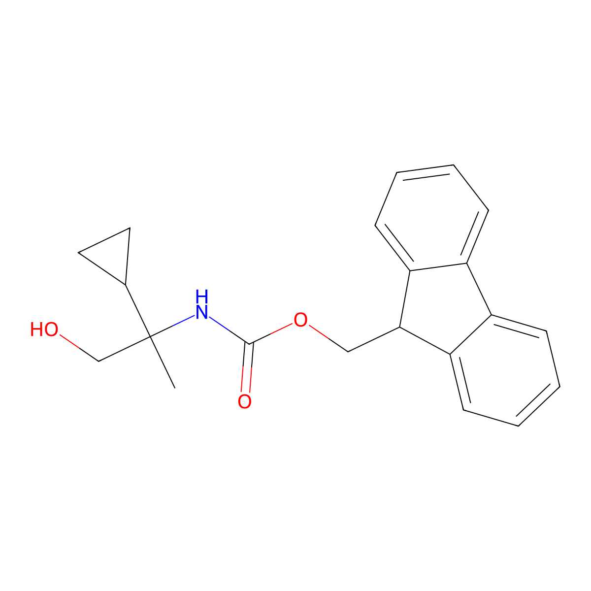 (9H-fluoren-9-yl)methyl N-(2-cyclopropyl-1-hydroxypropan-2-yl)carbamate molecular structure, CAS 2300867-40-5