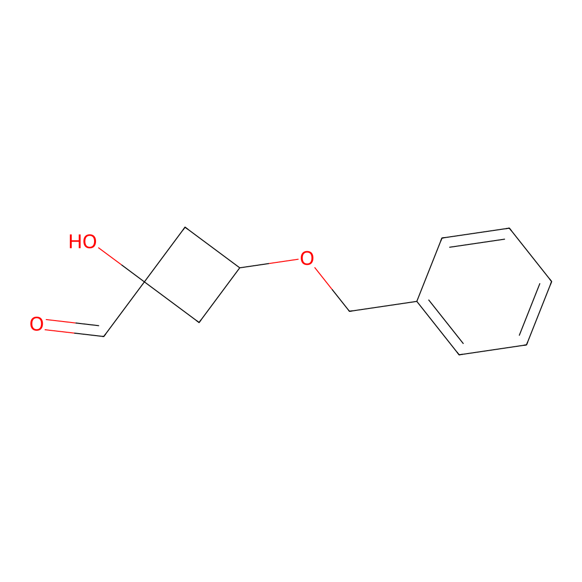 3-(Benzyloxy)-1-hydroxycyclobutane-1-carbaldehyde molecular structure, CAS 2301013-12-5