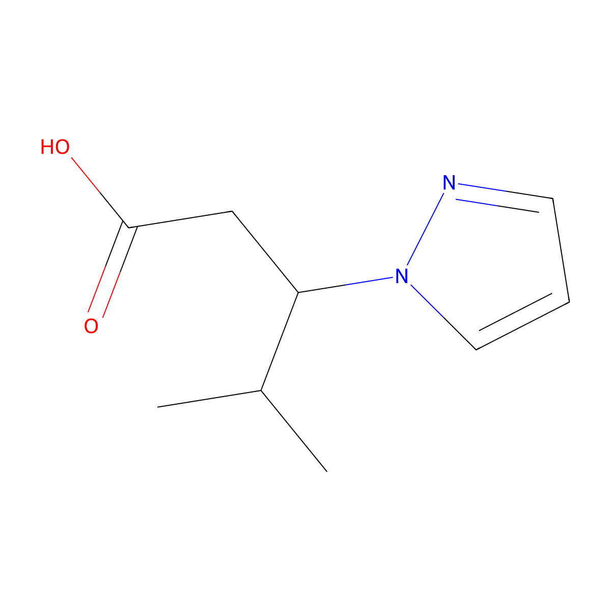 4-Methyl-3-(1H-pyrazol-1-yl)pentanoic acid molecular structure, CAS 2301048-78-0