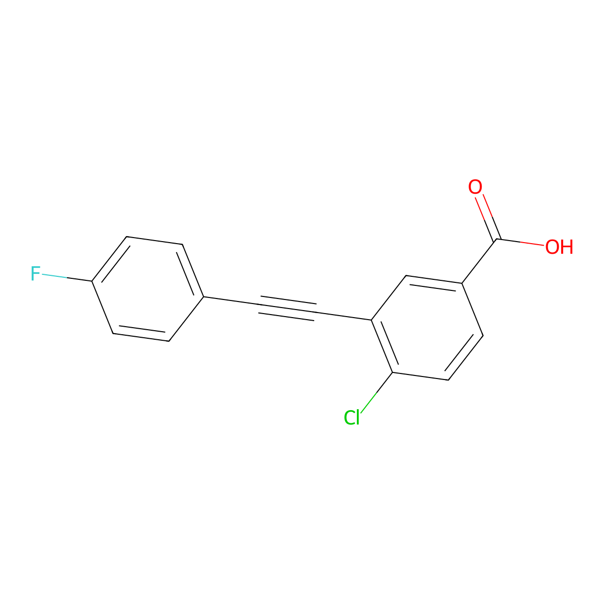 4-Chloro-3-(4-fluoro-phenylethynyl)-benzoic acid molecular structure, CAS 2301067-34-3