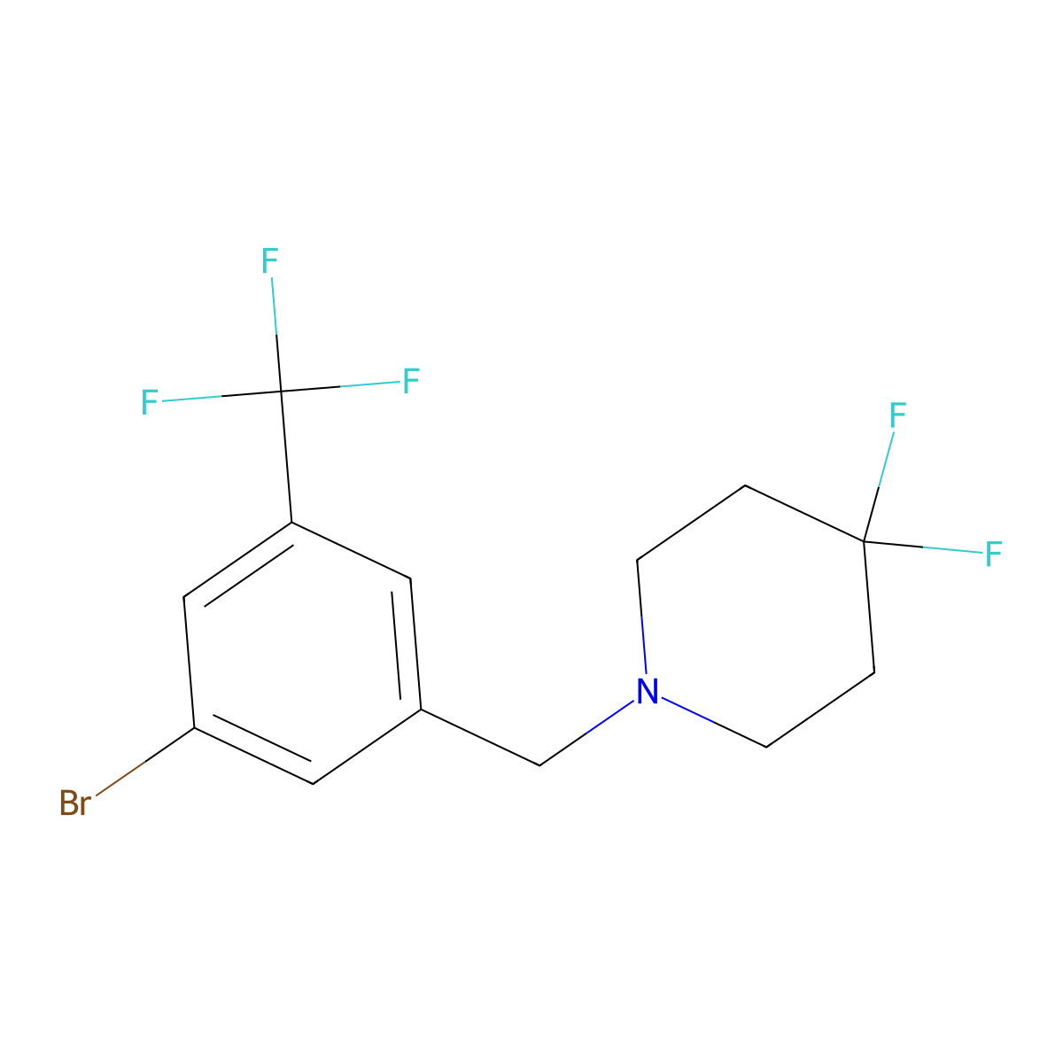 1-(3-Bromo-5-trifluoromethyl-benzyl)-4,4-difluoro-piperidine molecular structure, CAS 2301067-87-6
