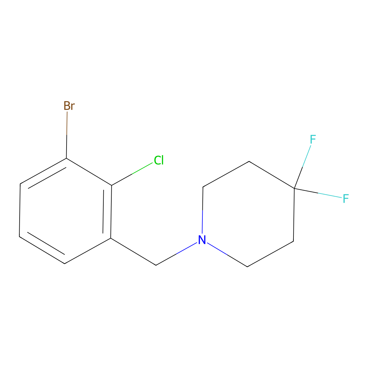 1-(3-Bromo-2-chloro-benzyl)-4,4-difluoro-piperidine molecular structure, CAS 2301068-54-0