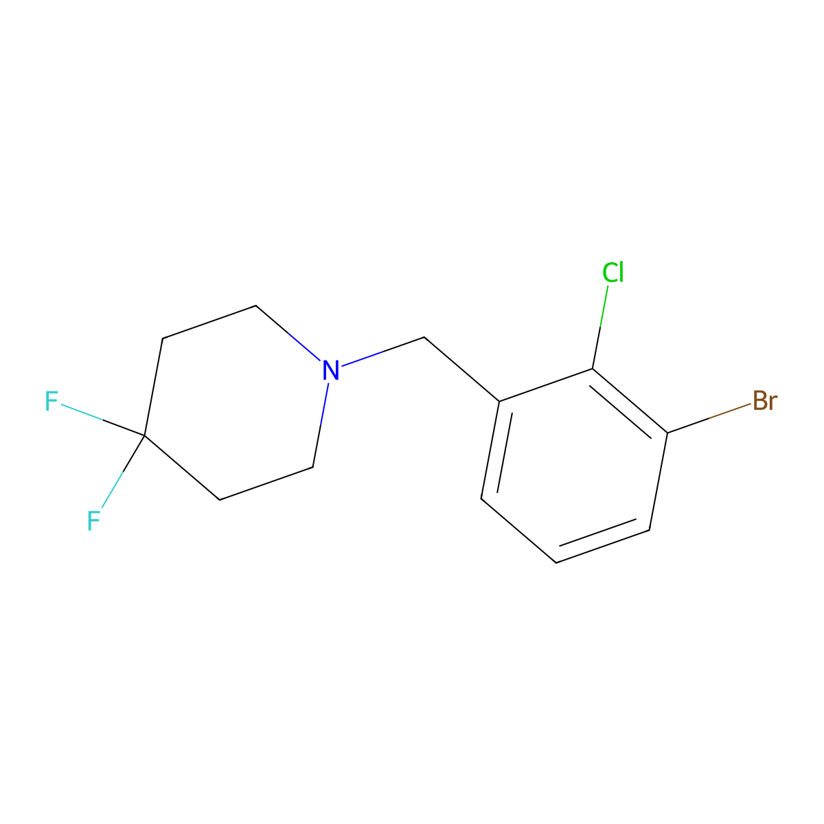 1-(3-Bromo-2-chloro-benzyl)-4,4-difluoro-piperidine molecular structure, CAS 2301068-54-0