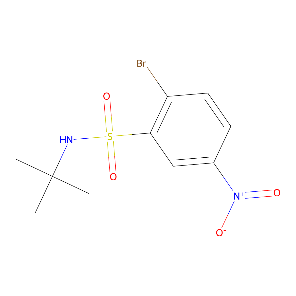 2-bromo-N-(tert-butyl)-5-nitrobenzenesulfonamide molecular structure, CAS 2301086-30-4